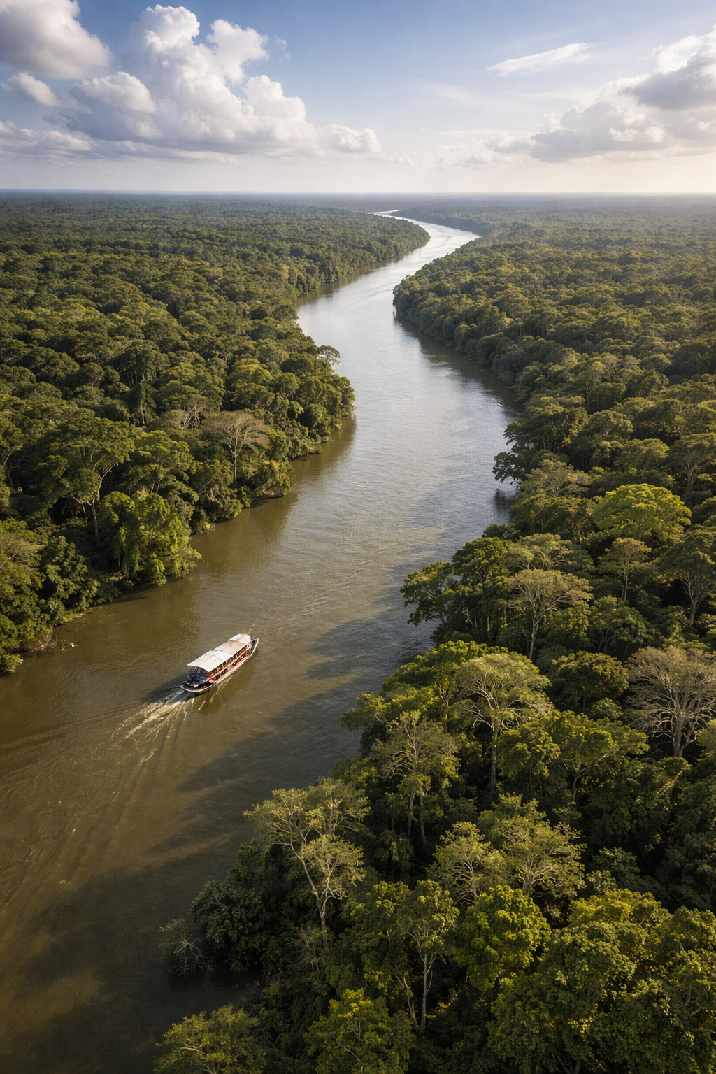 Rivière Tapajós au coucher du soleil, Amazonie